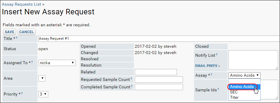 Assay Request Form