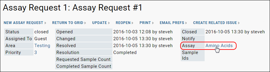 Start Assay Request