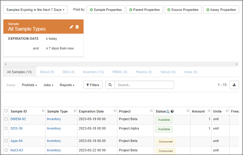 Built-in Sample Reports: /limshelp/Archive/25.11